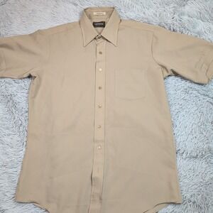 Vintage Campus Shirt Mens L Biege Classic‎ Tallman Polyester Chore Work 16 16.5